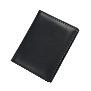 Men's Genuine Leather Vintage RFID Blocking Bifold Wallet Business Casual Solid Color Compact Credit Card Holder Coin Pocket Purse