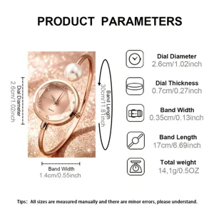 Detaillierte Produktparameter und Spezifikationen für diese elegante Roségold-Perlenuhr