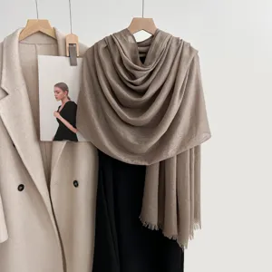 Solid color linen scarf shawl for women, lightweight draped breathable fashion accessory