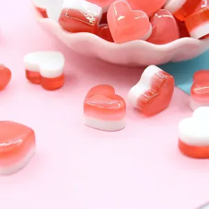 Miniature heart-shaped resin candy charms for DIY crafts and slime accessories