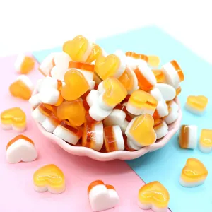 Colorful heart-shaped resin candy charms for DIY slime making and cake decoration