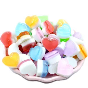 Colorful heart shaped resin candy charms for DIY slime, crafts, and cake decorations