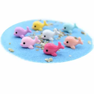 Set of colorful mini resin dolphin figurines for DIY micro landscape and ocean decorations