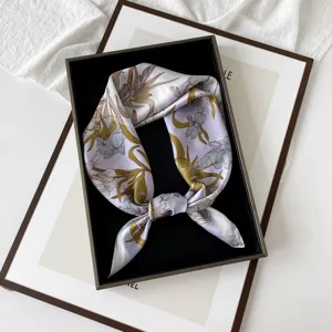 Damen Satin Seide Quadratisch Schal Minimalistisch Punkte Blumen Halstuch Elegante Mode Kopfschal Für Den Alltag