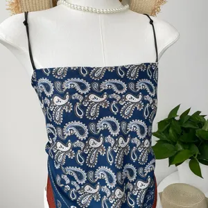 Été imprimé cachemire caraco haut tube bandana gilet pour femmes, style vacances plage.