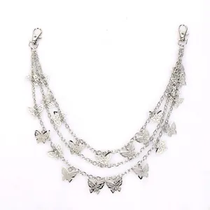 Multi-layer hollow butterfly silver waist chain pants chain trendy metal body chain accessory