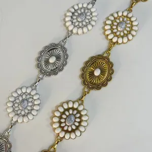 Vintage μεταλλική αλυσίδα μέσης γυναικεία, boho λουλούδι διακοσμητική ζώνη φόρεματος.