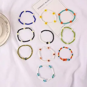 Stile Coreano Dolce Braccialetto Di Perline Di Vetro Con Margherite Gioiello Tessuto A Mano Regalo Per Donne