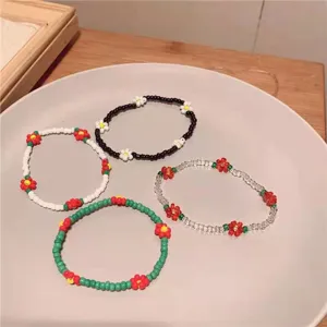 Bohemian Vintage Χάντρα Σπόρου Ανθικό Ελαστικό Βραχιόλι Χειροποίητο Χειροποίητη Αλυσίδα Χεριού Κοσμήματα Δώρο Για Γυναίκες