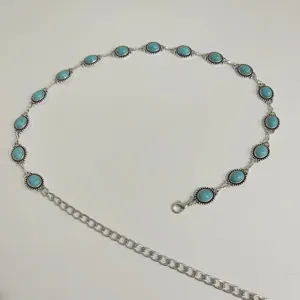 Vintage τιρκουάζ αλυσίδα μέσης boho μεταλλικό φόρεμα ζώνη ρυθμιζόμενα κοσμήματα