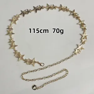 Goldener Stern Ketten Gürtel Damen Mode Metall Taillenband Kleid Zubehör Länge 115cm
