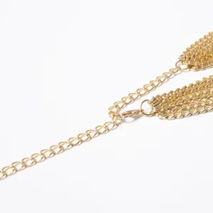 Goldene mehrschichtige Körperkette Zubehör, Retro Taillenschmuck für Damen Mode Stil.