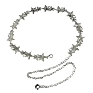 Modische silberne Stern-Taillenkette für Damen, vielseitiger Metallgürtel für Kleider.