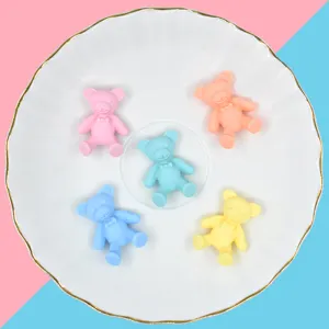 Cute Plastic Resin Little Bear DIY Craft Accessories Matte Macaron Color Bear Pendant Flatback Resin Cabochon Materials