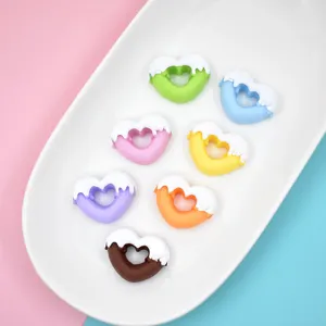 Herz Donut Harz Charms DIY Creme Kleber Handyhülle Zubehör Miniatur Essen Spiel Harz Cabochons Für Basteln Schmuckherstellung