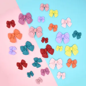 Harz Schleife DIY Zubehör Falsche Stofftextur Matte Flatback Cabochons Für Handyhüllen Deko Kopfschmuck Handgefertigtes Zubehör