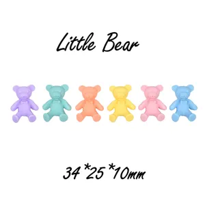 Set of 6 colorful matte resin bear charms for DIY phone cases and accessories 34x25mm