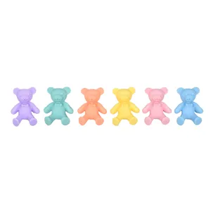 Six colorful matte resin mini bear figurines for DIY phone case and hair accessories