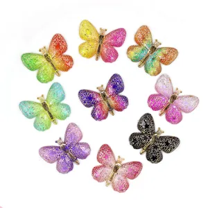 Breloques papillon en résine colorée avec dorure pour bijoux DIY et coques de téléphone