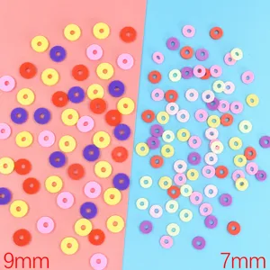 Bunte 9mm und 7mm Polymer-Ton-Heishi-Perlen für DIY-Schmuckherstellung und Bastelarbeiten