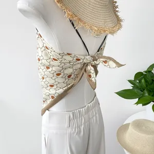 Mode femme haut de halter foulard en soie vintage bandana gilet de plage chic