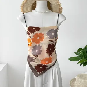 Élégant Haut Camisole en Soie Imprimé Floral Style Vacances d'Été pour Mode Femmes