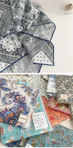 Cotton linen small square scarf paisley floral neckerchief hair band product detail