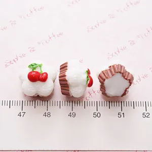 Accesorios de resina de pastel de cereza estrella en miniatura para manualidades DIY
