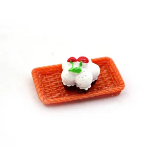Miniatura de pastel de estrella con cereza en resina con bandeja naranja para manualidades