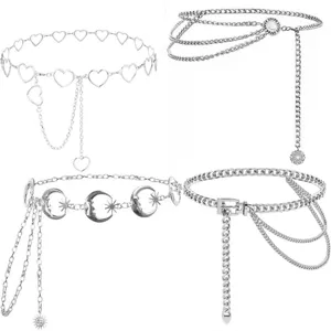 Punk Fashion Metal Waist Chain Multi Layer Body Chain Retro Heart Moon Star Belt Jewelry For Women Daily Party