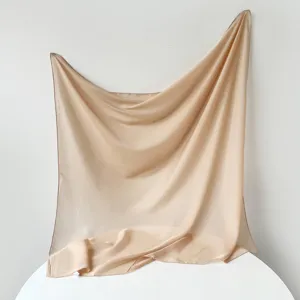 Solid color Turkish gauze large square scarf, elegant lightweight hijab for women, breathable.