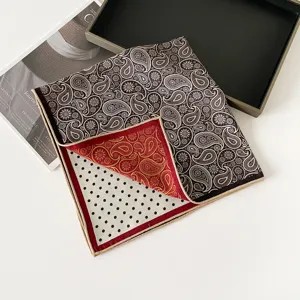 Luxus doppelseitiges Paisley Punkte Seidentuch, elegantes vintage Halstuch für Damen.