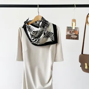 Seide Wolle Quadrat Schuch für Damen, elegant schwarz weiß Zebra Muster Design, Luxus Halstuch.