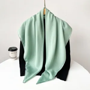 Solid color Turkish yarn large square scarf, elegant lightweight headscarf for women.