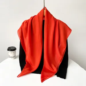 Solid color Turkish gauze large square scarf elegant lightweight women head wrap shawl.