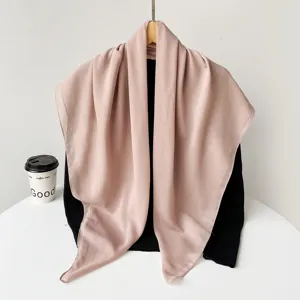 Solid color Turkish yarn large square scarf for women, soft lightweight spring headscarf accessory.