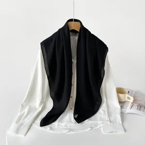 Solid color linen square scarf, elegant minimalist design, perfect for versatile daily styling.
