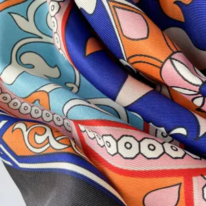 Women's fashion print silk scarf elegant luxury style luxury accessory vibrant colors soft fabric