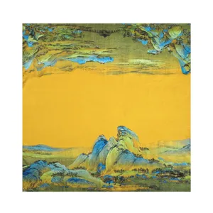 Luxury silk square scarf featuring traditional landscape print elegant women accessory high quality