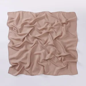 Detailed view of the soft cotton linen square scarf fabric texture, solid color hijab.