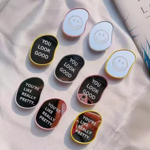Colección de soportes de espejo para móvil con citas motivadoras y caras felices