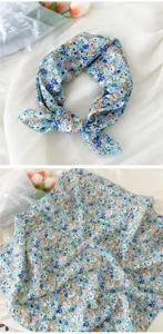 Floral square scarf women summer fresh neckerchief vintage hair band stylish handkerchief