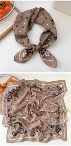 Cotton linen paisley square scarf detail, elegant floral and star print neckerchief.