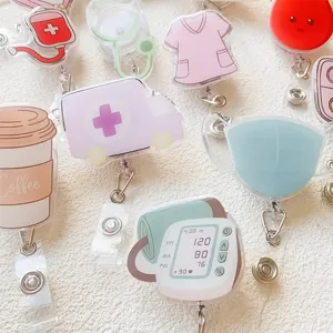 Cartoon Medizinischer Ausweishalter Aus Acryl Einziehbarer Clip Für Krankenschwester Arzt Student Stethoskop Krankenwagen Namensschild Halter