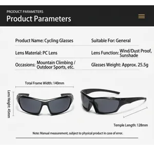 Parámetros detallados del producto gafas de ciclismo con lentes PC para protección viento