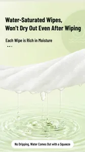Close-up macro view of extra-moist pet cleaning wipe dripping water onto soft ripples