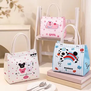 Borsa Da Pranzo Isolata Cartone Animato Carino Tela Grande Capacità Borsa Bento Termica Portatile Per Ufficio Scuola