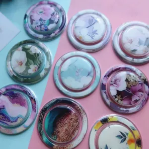 Detailed view of multiple floral and marble patterned magnetic phone grips