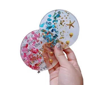 Sottobicchieri in resina fatti a mano con stelle marine e foglia d'oro per nail art