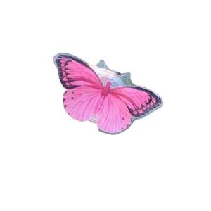 Dreamy pink butterfly acrylic folding phone grip stand with transparent air cushion base